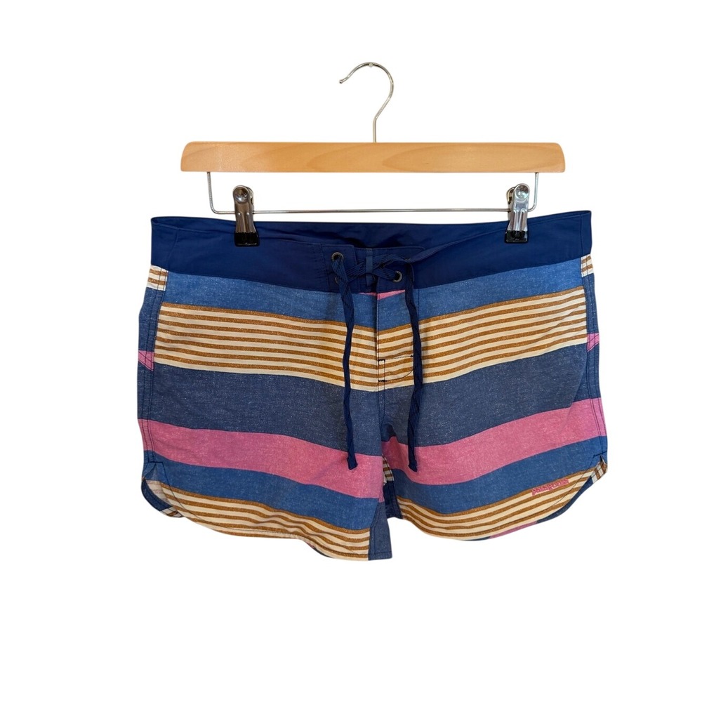 Patagonia Navy, Pink, Blue & Gold Striped Women's Shorts